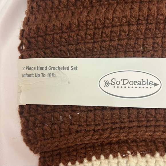 So'Dorable 2 Piece Football Hand Crochet Set, Infant up to 10 lbs, NWT - Picture 2 of 5